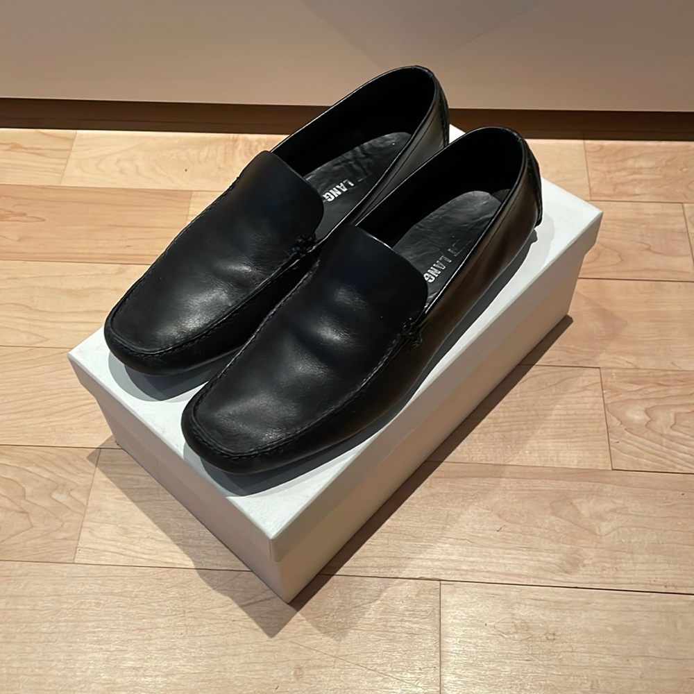 Helmut Lang black leather loafers